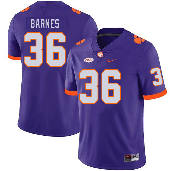 Men's Clemson Tigers Khalil Barnes #36 College Purple NCAA Authentic Football Stitched Jersey 23ZU30EB